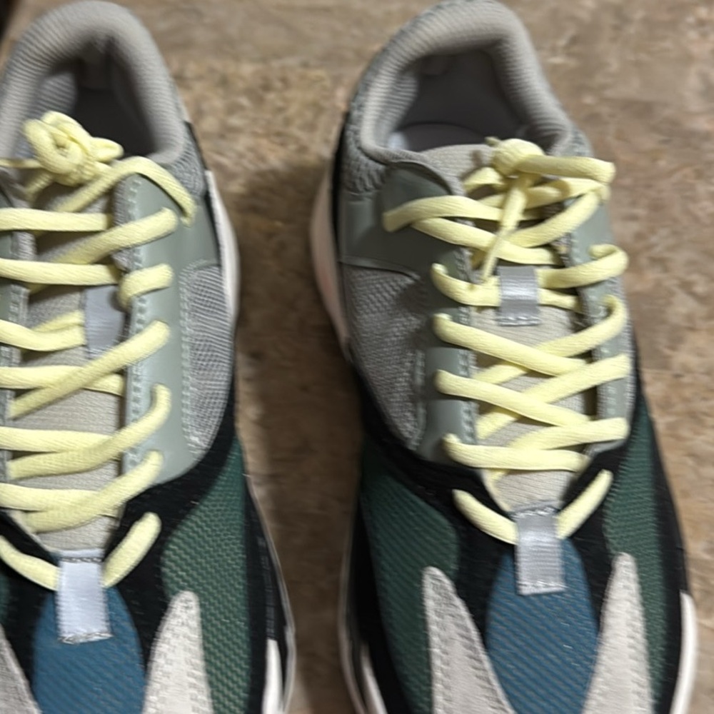 adidas Gray and Teal Sneakers with Cream Laces